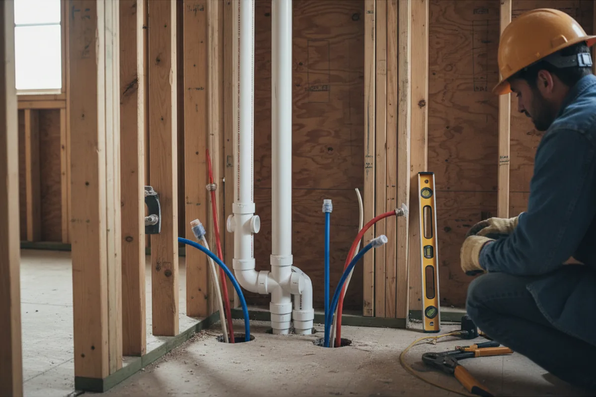 Drain and supply rough-in during Toilet Repair and Installation in Granada Hills