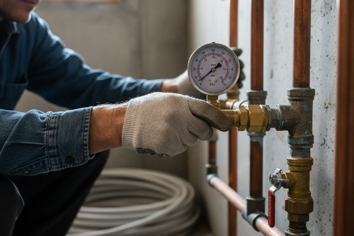 Pressure testing a repaired line during Water Line Repair in Granada Hills
